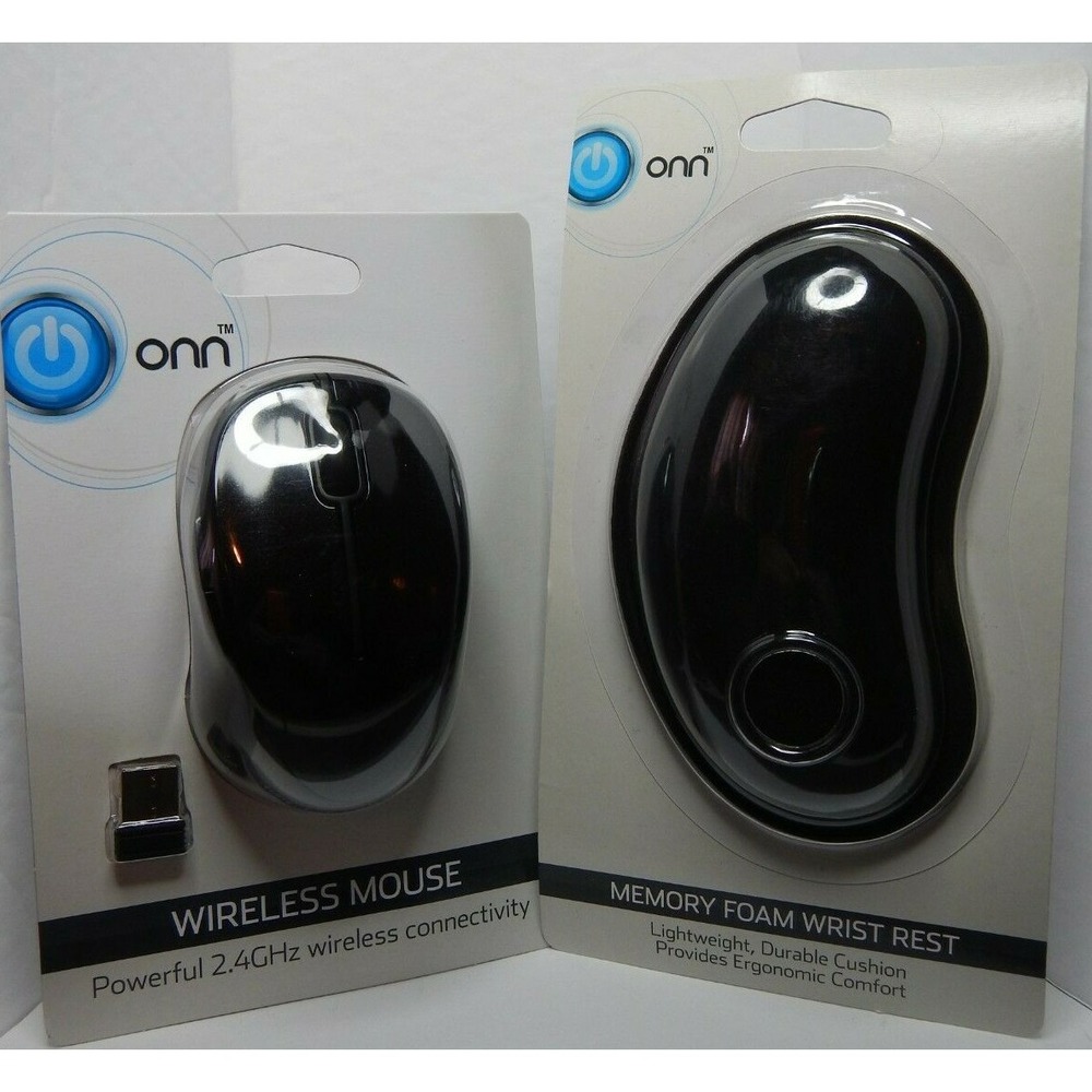 New ONN Computer Wireless Mouse & Memory Foam‎ Wrist Rest Computer Electronics